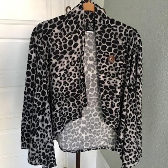 Bobeau Animal Print Cardigan Sweater, Sz XSP - Picture 5 of 8